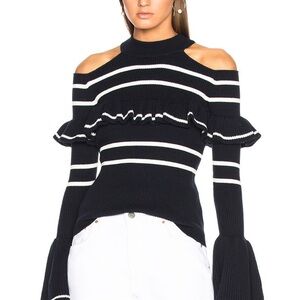 Self Portrait Navy and White Striped Sweater